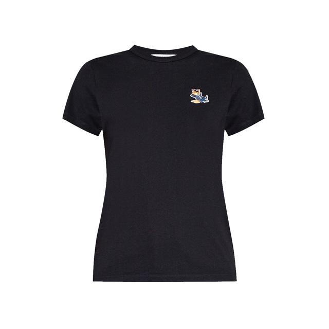 메종키츠네 드레스드 폭스 패치 클래식 티셔츠 블랙 여성 JW00128KJ0008 P199