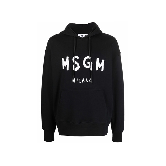 MSGM 브러쉬드 로고 후드 티셔츠 블랙 남성 2000MM515 200000 99
