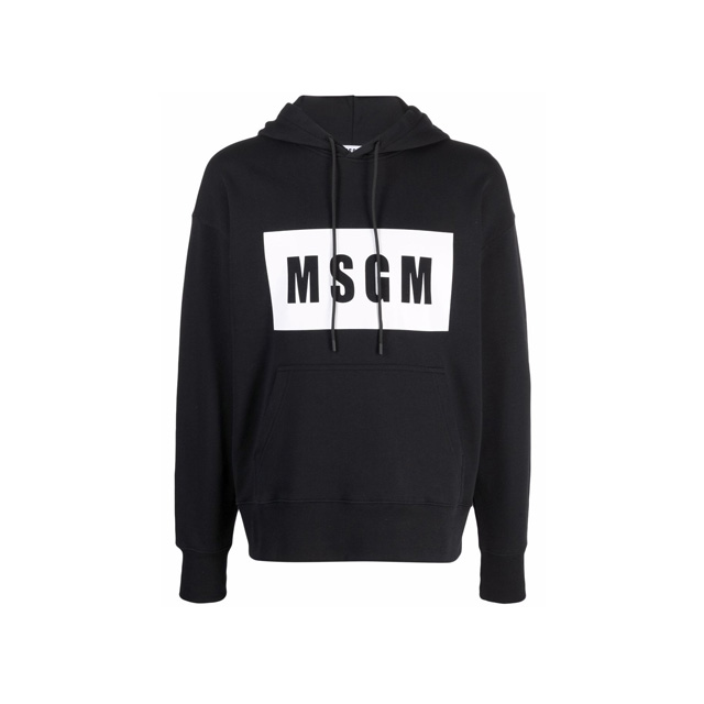 MSGM 박스 로고 후드 티셔츠 블랙 남성 2000MM525 200000 99