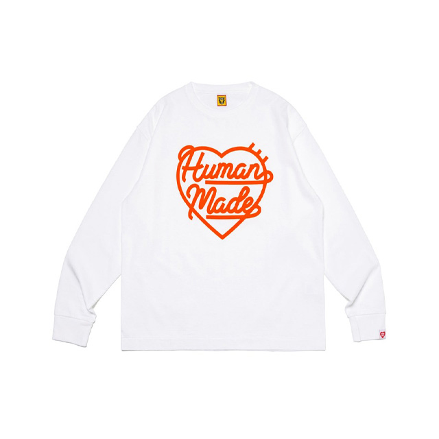휴먼메이드 하트 롱 슬리브 티셔츠 화이트 남성 HM25CS046